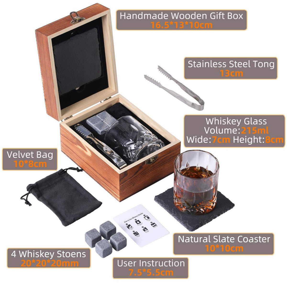 Whiskey Stones Set Gift Box, Whiskey Glass Set Gift Box