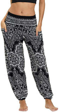 Load image into Gallery viewer, Women Hippie Pants Baggy Boho Patterned High Waist Smocked Waist Thin with Pockets Lounge Trousers for Yoga - handmade items, shopping , gifts, souvenir