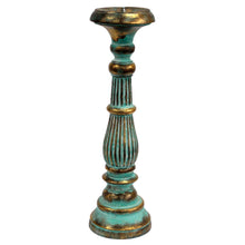 Load image into Gallery viewer, Large Candle Stand - Turquois Gold Candlestick Holders Pasal 