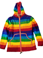 Load image into Gallery viewer, Mens Festival Hooded Woolen Warm Rainbow Jacket Hand knitted in Nepal Jacket Pasal 