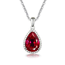 Load image into Gallery viewer, 925 Sterling Silver Pear Ruby Sapphire Emarald Pendant Necklace Necklaces Pasal 