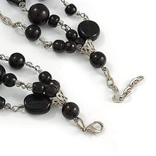 Load image into Gallery viewer, 210g Solid 3 Strand Black Glass and Ceramic Bead Necklace in Silver Necklaces Pasal 