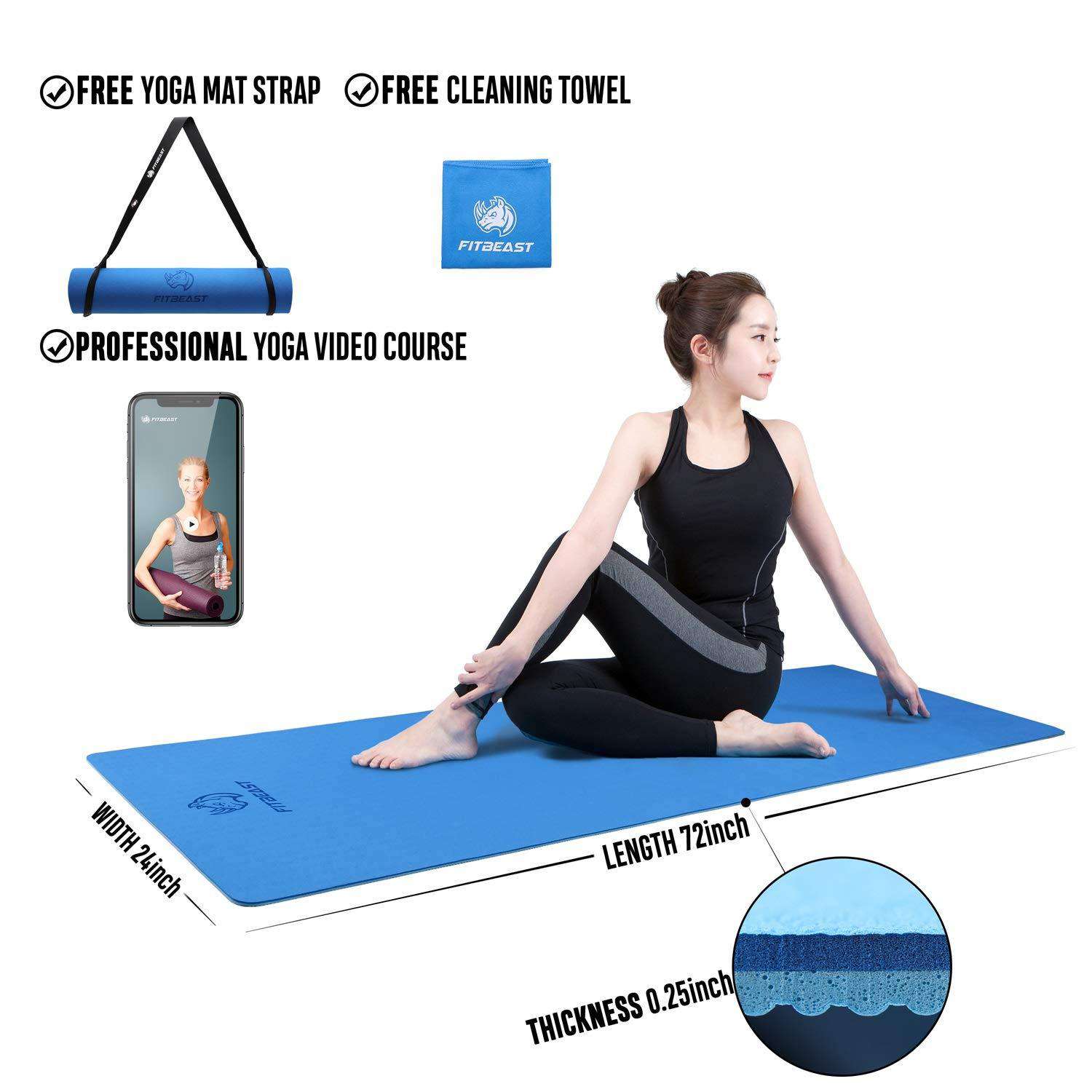TPE Non Slip Eco Friendly 6mm Thick Yoga Mat Gifts for Women and