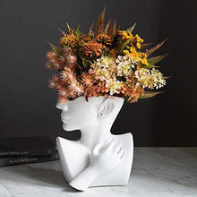 Load image into Gallery viewer, White Ceramic Female Head Vase Dried Flower Vases Statue Vases Pasal 