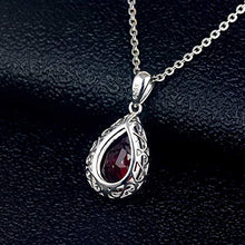 Load image into Gallery viewer, 925 Sterling Silver Pear Ruby Sapphire Emarald Pendant Necklace Necklaces Pasal 