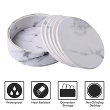 Load image into Gallery viewer, Marble Leather Coasters 6 Pcs Round Natural Coasters Pasal 