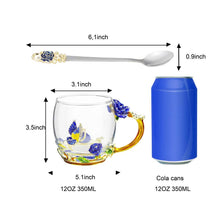 Load image into Gallery viewer, Flower Glass Mug/Coffee Mug/Tea Cup with Steel Spoon Unknown Pasal 