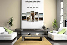 Load image into Gallery viewer, 5 Panel Wall Art Elephant Walking In A Road With The Sun From Behind Painting Picture Posters &amp; Prints Pasal 