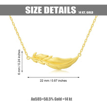 Load image into Gallery viewer, 14 Karats Yellow Gold Carved Feather Pendant Necklace Necklaces Pasal 