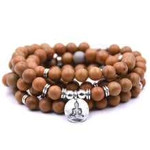 Load image into Gallery viewer, Natural 108 Mala Beads Bracelet Necklace Meditation Jewelry with Yoga Charm Wooden Grain Bracelets Pasal 