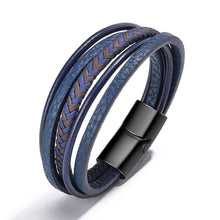 Load image into Gallery viewer, Vintage Blue Leather Bracelet Bracelet Pasal Mixed-black clasp 