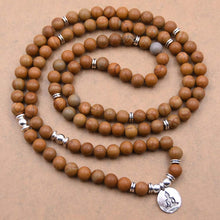 Load image into Gallery viewer, Natural 108 Mala Beads Bracelet Necklace Meditation Jewelry with Yoga Charm Wooden Grain Bracelets Pasal 