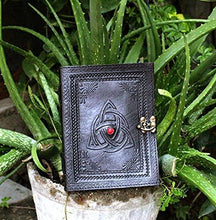 Load image into Gallery viewer, Leather Black Red Stone Studded Handmade Notebook Diaries Pasal 