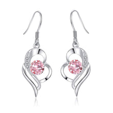 Load image into Gallery viewer, Sterling Silver Heart Earrings and Necklace Set Earrings Pasal Pink Earrings 