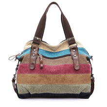 Load image into Gallery viewer, Multi Color Striped Canvas Handbag Cross Body Should Purse Bag Cross-Body Bags Pasal 
