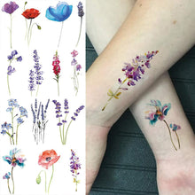 Load image into Gallery viewer, COKTAK 12 Sheets Watercolor Purple Violet Lavender Temporary Tattoos Temporary Tattoos Pasal 