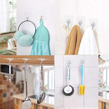 Load image into Gallery viewer, Hooks Transparent Plastic Strong Stick Wall Hooks for Kitchen Bathroom Robe &amp; Bath Towel Hooks Pasal 

