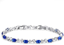 Load image into Gallery viewer, White Gold Plated Sparkling Blue Sapphire Bracelet - handmade items, shopping , gifts, souvenir
