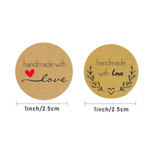 Load image into Gallery viewer, Handmade with Love Stickers Round Kraft Paper Stickers All-Purpose Labels Pasal 
