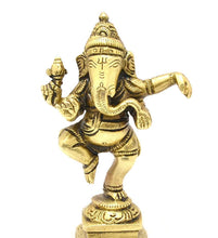 Load image into Gallery viewer, Brass Dancing Ganesha Idol Antique Statue Golden Statue Pasal 