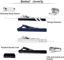 Load image into Gallery viewer, Tie Clips for Men Tie Bar Clip Business Wedding Bar Clips Set Besteel 8Pcs Tie Clips Pasal 