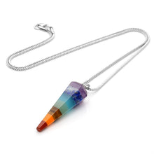 Load image into Gallery viewer, 7 Chakra Gemstone Pendant Necklace with Hexagonal Pointed Energy Necklaces Pasal 