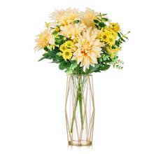 Load image into Gallery viewer, Glass Flower Vase with Geometric Metal Rack Stand Vase Pasal 