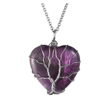 Load image into Gallery viewer, Natural Amethyst Heart Tree of Life Necklace Necklaces Pasal 
