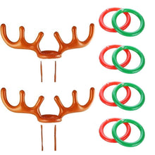Load image into Gallery viewer, 2Pcs Christmas Party Inflatable Reindeer Antler Hat Ring Toss Game With Rings Party Favours Pasal 