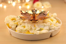 Load image into Gallery viewer, Brass and Copper Lotus Flower Designed Puja Diya Diya Lamp Pasal 
