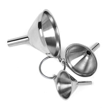 Load image into Gallery viewer, Small Funnel 3Pcs Stainless Steel Kitchen Funnels Set for Transferring Fluid Liquid Oil Powder Unknown Pasal 