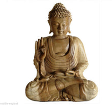 Load image into Gallery viewer, Buddha Sculpture Meditating 40cm Natural Finish Suar Wood Ornament - handmade items, shopping , gifts, souvenir