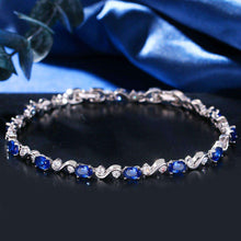 Load image into Gallery viewer, White Gold Plated Sparkling Blue Sapphire Bracelet - handmade items, shopping , gifts, souvenir
