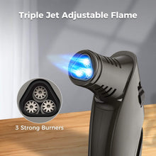 Load image into Gallery viewer, Triple Jet Lighter Windproof Lighter with Punch and Safety Lock Lighters Pasal 