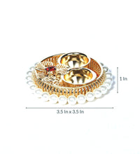 Load image into Gallery viewer, Pearl Ring Metal Haldi Kumkum Holder Pooja Thali Pasal 