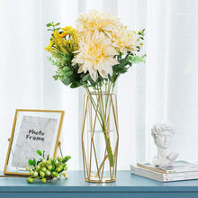 Load image into Gallery viewer, Glass Flower Vase with Geometric Metal Rack Stand Vase Pasal 