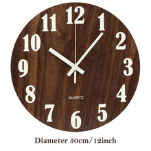 Load image into Gallery viewer, Luminous Wall Clock Silent Wooden Design 12 Inch Wall Clocks Pasal 

