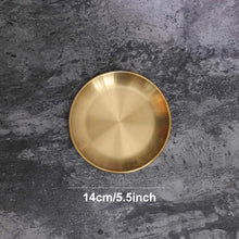 Load image into Gallery viewer, Gold Serving Tray Stainless Steel Metal Decorative Unknown Pasal 