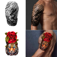 Load image into Gallery viewer, Extra Large waterproof Temporary Tattoos 8 Sheets Full Arm Fake Tattoos and 8 Sheets Half Arm Tattoo Stickers for Men and Women Temporary Tattoos Pasal 
