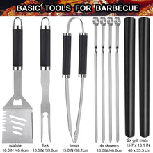 Load image into Gallery viewer, BBQ Grill Tool Set with Gift Wrapping Box 25pcs Stainless Steel BBQ Accessories with Heat Resistant Handle Barbecue Tool Sets Pasal 