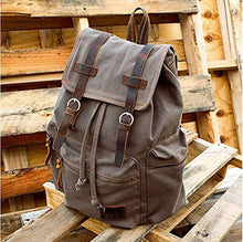 Load image into Gallery viewer, Vintage Unisex Casual Leather Backpack Canvas Rucksack - handmade items, shopping , gifts, souvenir