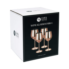 Load image into Gallery viewer, 4 Elegant Copper Rose Gold Steel Wine Glasses 540ml Wine Glasses Pasal 