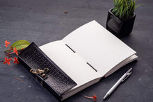 Load image into Gallery viewer, Leather Black Red Stone Studded Handmade Notebook Diaries Pasal 