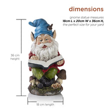 Load image into Gallery viewer, 34 cm Tall Outdoor Garden Gnome Reading a Book Yard Statue Decoration Statues Pasal 