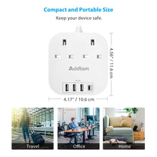 Load image into Gallery viewer, Extension Lead with USB C Ports Power Strips with 2 Way Outlets 4 USB Extension Cords Pasal 
