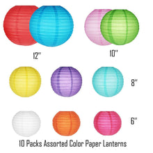 Load image into Gallery viewer, Paper Lanterns Colorful Round Handmade with Metal Frame