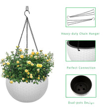 Load image into Gallery viewer, Rattan Plastic Hanging Baskets Outdoor Planters Round Resin Garden Hanging Plant Hanging Planters &amp; Baskets Pasal 