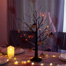 Load image into Gallery viewer, Eambrite Small Black Glitter Halloween Tree Light with 24 Orange LEDs Battery Trees Pasal 