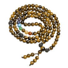 Load image into Gallery viewer, 108 Mala Prayer Beads Wrap Bracelet Necklace Natural Tiger Eye Stone Bracelets Pasal 