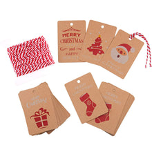 Load image into Gallery viewer, 50Pcs Christmas Tags Paper Gift Cards with Hanging Rope for Christmas All-Purpose Labels Pasal 